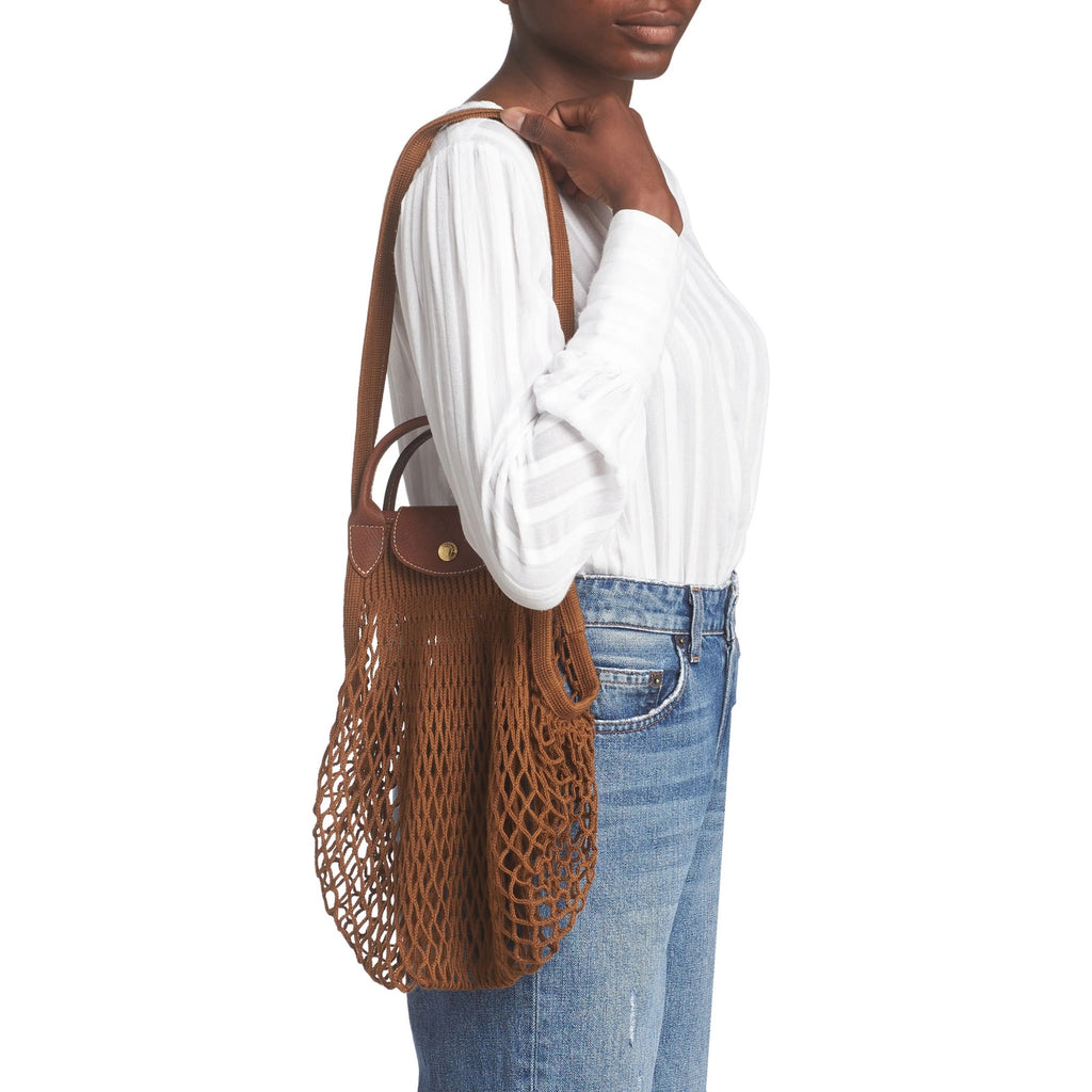 Le Pliage Filet Mesh Knit Shoulder Bag - Tobacco