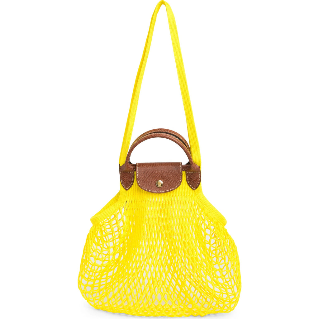 Le Pliage Filet Mesh Knit Shoulder Bag in Lemon