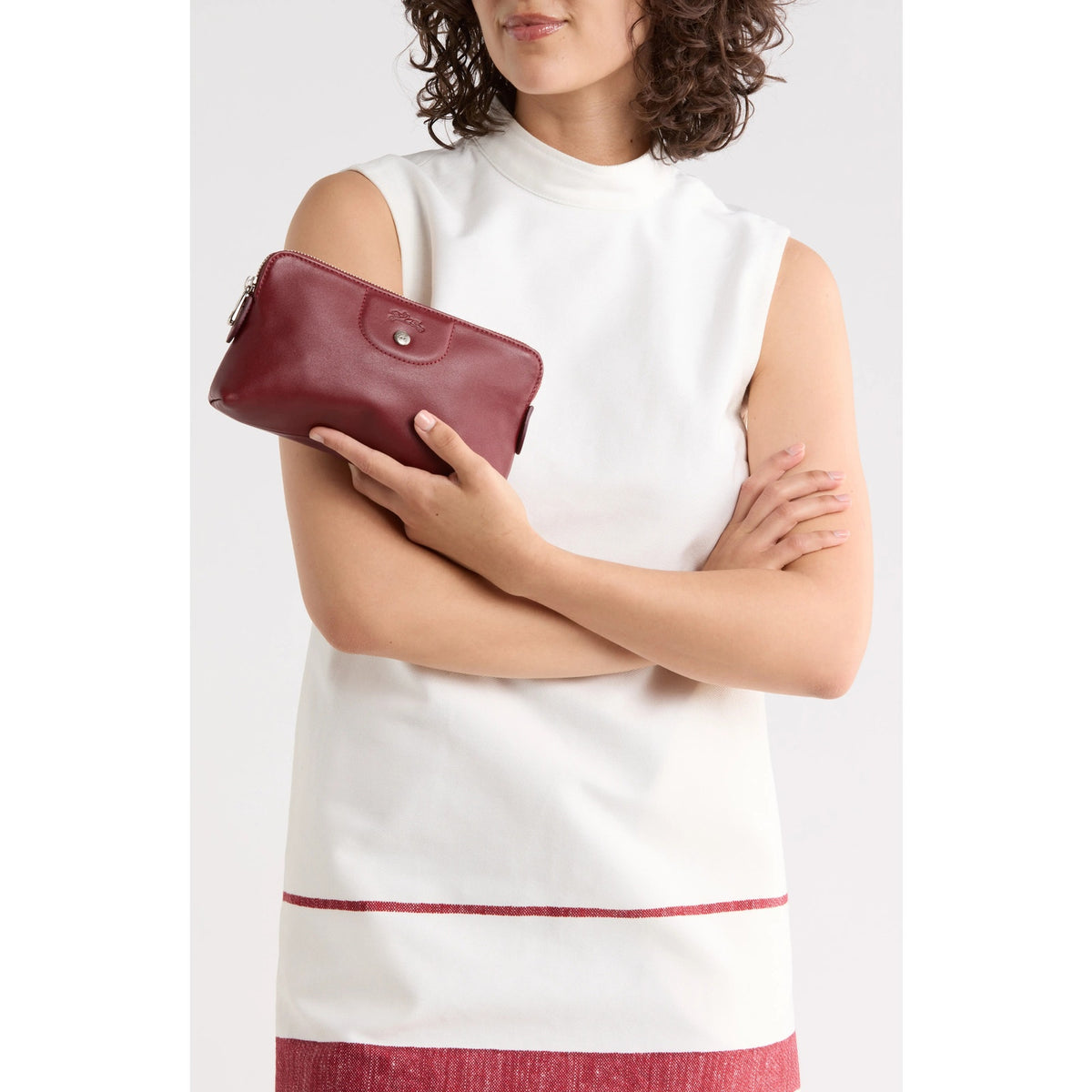 Le Pliage Cuir Cosmetic Case Pouch in Red Lacquer