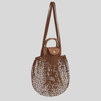 Le Pliage Filet Mesh Knit Shoulder Bag - Tobacco