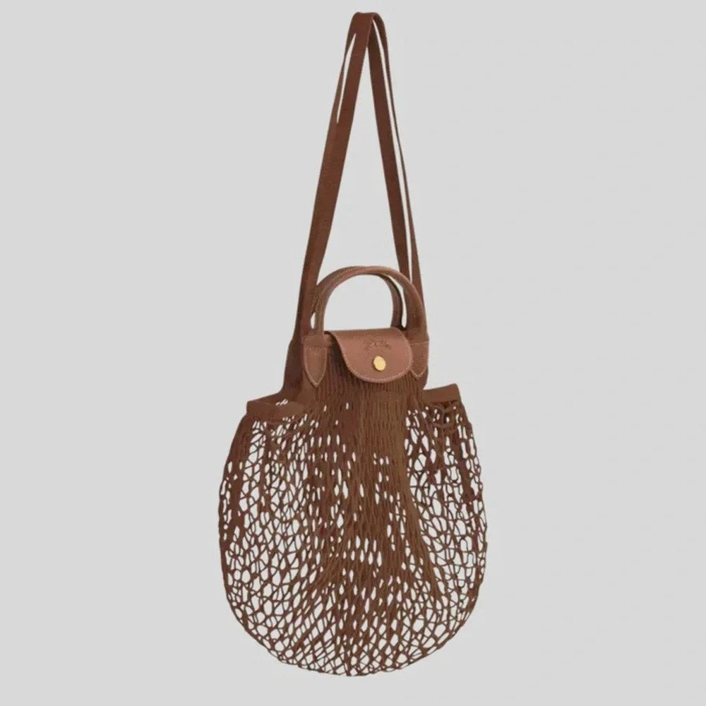 Le Pliage Filet Mesh Knit Shoulder Bag - Tobacco