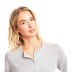 Faux Pearl Embellished Crewneck Cardigan - Gray