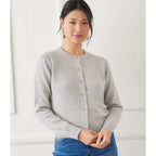 Faux Pearl Embellished Crewneck Cardigan - Gray