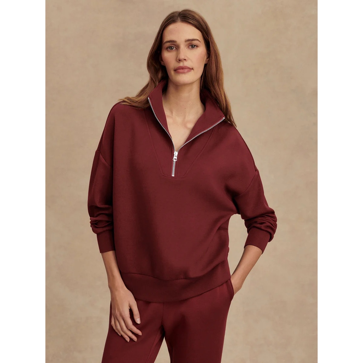 Hawley Half-Zip Sweatshirt - New Maroon