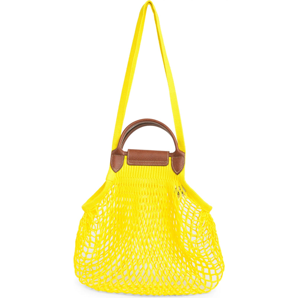 Le Pliage Filet Mesh Knit Shoulder Bag in Lemon