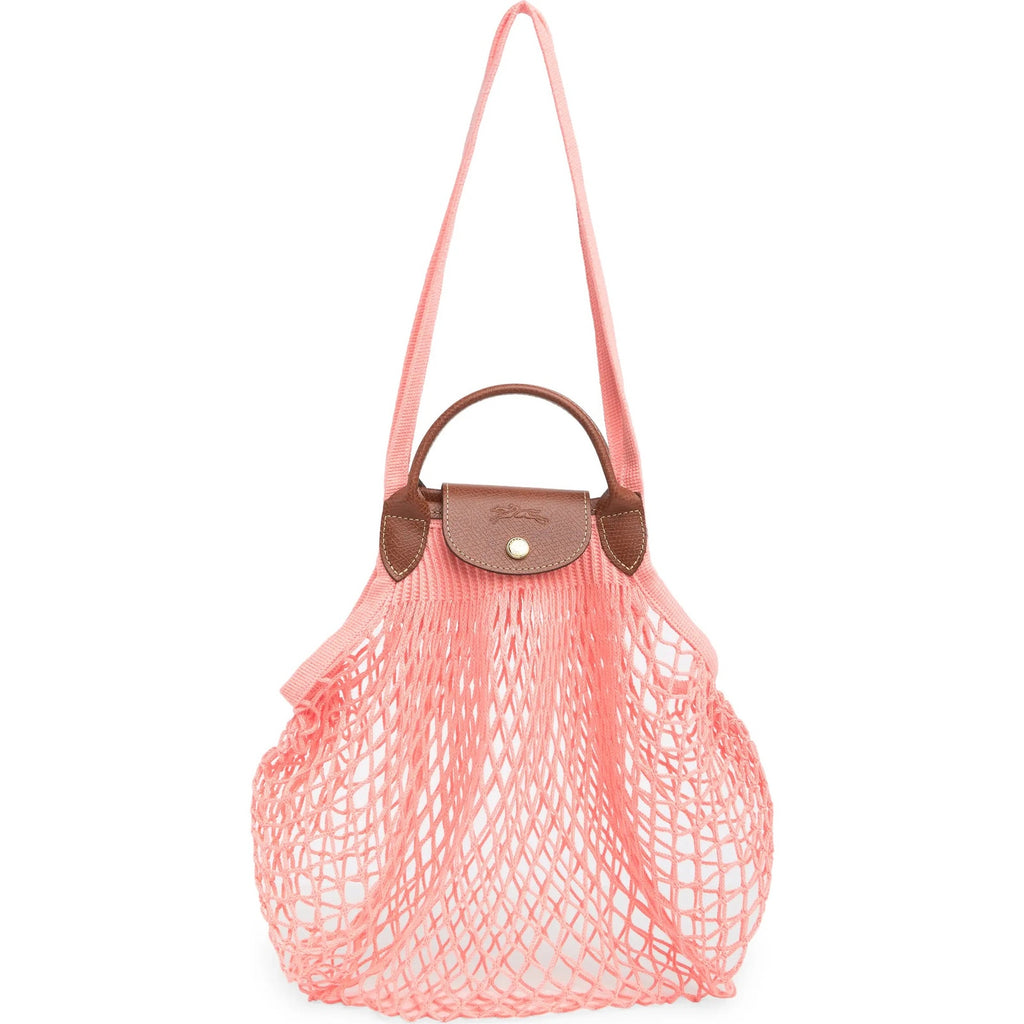 Le Pliage Filet Mesh Knit Shoulder Bag in Blush