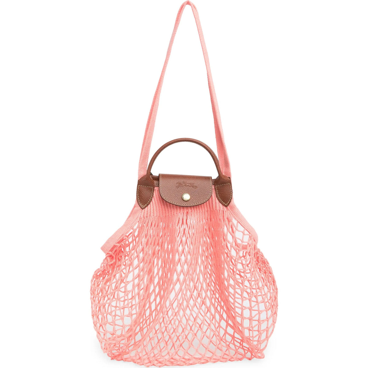 Le Pliage Filet Mesh Knit Shoulder Bag in Blush