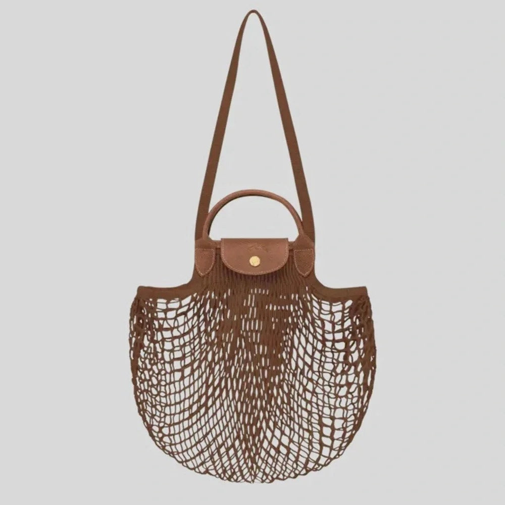 Le Pliage Filet Mesh Knit Shoulder Bag - Tobacco