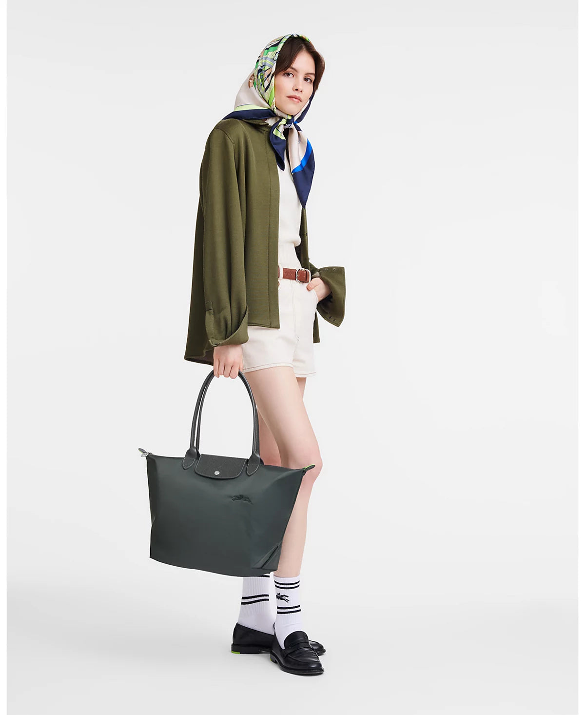 Le Pliage Green Large Tote - Graphite