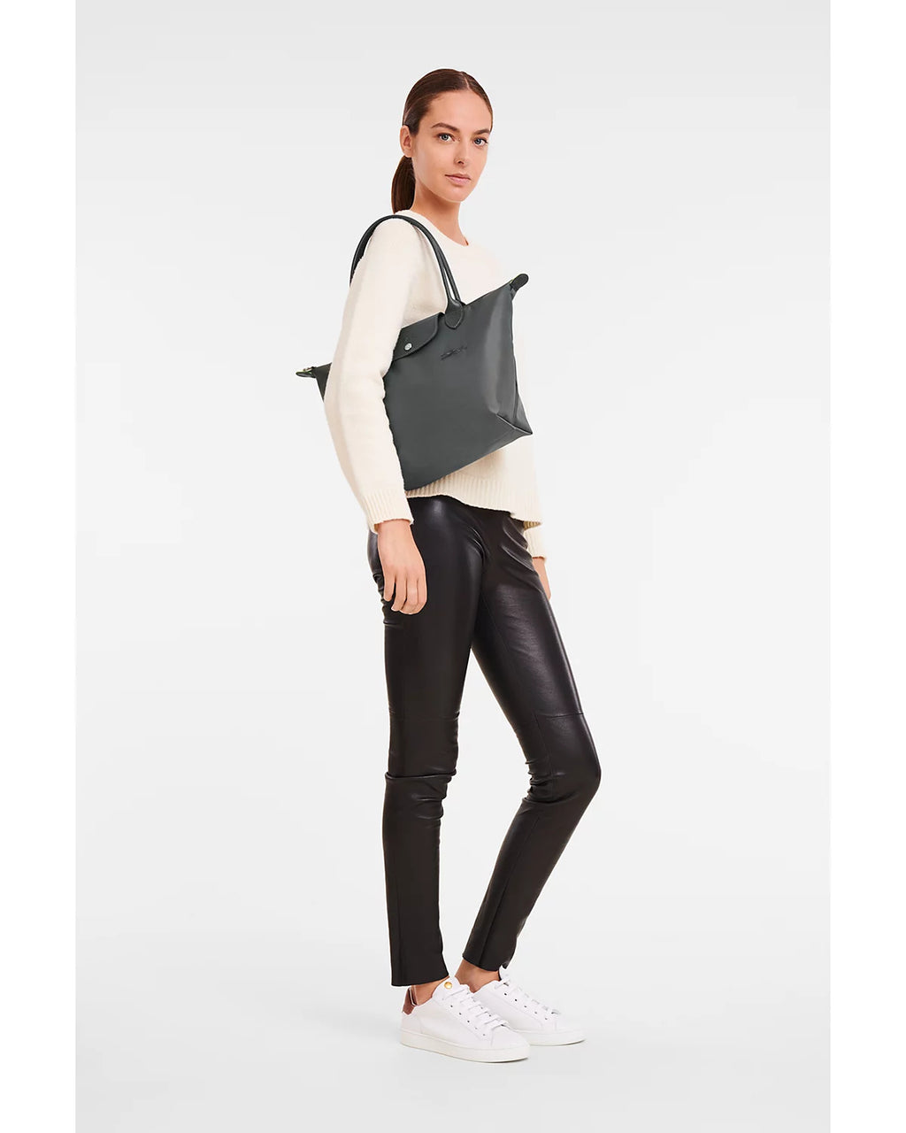 Le Pliage Green Medium Tote - Graphite